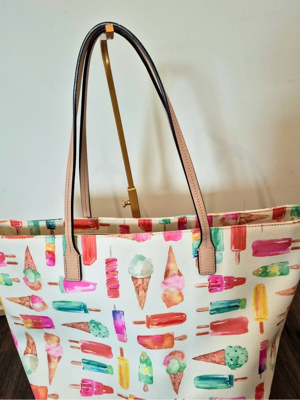 kate spade Ice Cream Print Tote Bag in White Multi size large